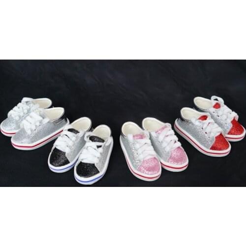 N01-X050 children handmade toy 1/3 1/4 Doll Accessories BJD/SD doll Womens flat casual shoes sequined sneakers 1pair