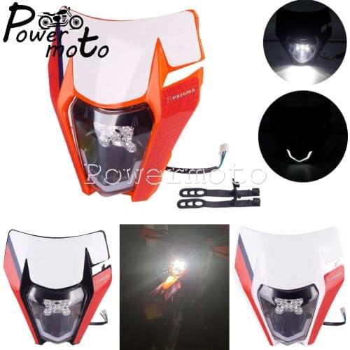 Motocross Hi/Lo Beam Enduro MX Headlamp Fairing Dirt Bike LED Headlight Mask For EXC EXC-F XC-W 250 300 350 450 500 690 Six Days
