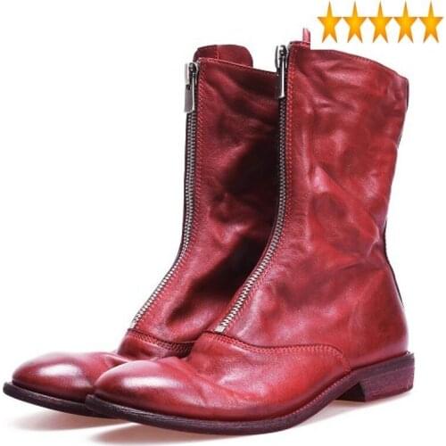 Italy Womens Sheepskin Genuine Designer Leather Zipper Runway Punk High Top Shoes Winter Motor Biker Ankle Boots