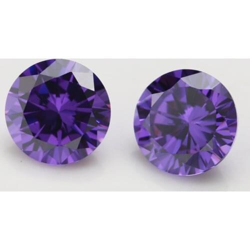 10pcs/lot 4.0~20mm Round Shape Loose CZ Stone Violet Color AAAAA Cubic zirconia Synthetic Gems For Jewelry DIY Stone