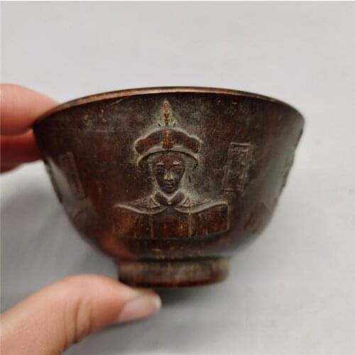 Chinas old Bronze Collection copper Relief Five Emperors Bowl