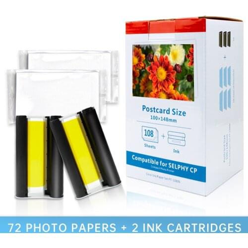 Labelwell Ink cassette KP-36IN KP 108IN replace for Canon Selphy photo printer CP1300 CP1200 CP910 CP900 for 2inks+72 paper