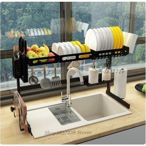 Kitchen Shelves Dish Storage Rack Above the Sink Countertop Sink Tableware Drain Stand Household Knife Chopstick Holder