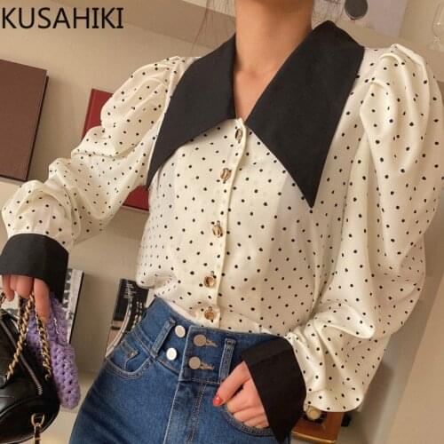 Блузки в горошек KUSAHIKI China At AliExpress