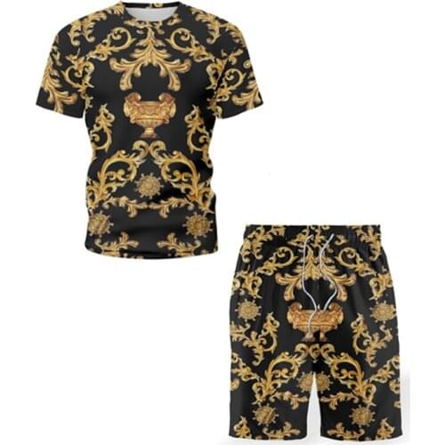 Summer Tracksuit Men Short Sleeve StreetClothes Mens Set European American Style T-Shirt + Shorts Two Piece Sets Men Sweat suit