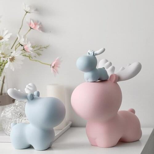 Cute Fat Macarons Color Deer Piggy Bank Decoration Bedroom Living Room Entrance Christmas Gifts for Friends Home Decorations