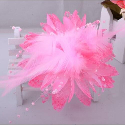 Fashion Flower Feather Bead Corsage Hair Clips Fascinator Bridal Hairband Brooch Pin LXH