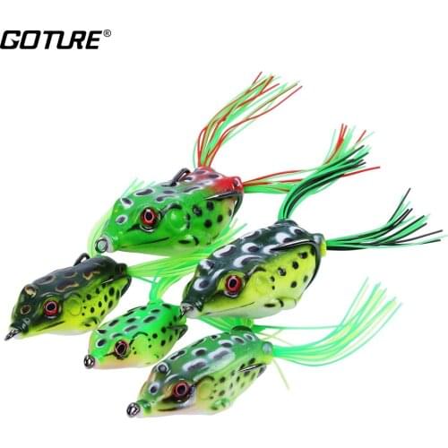 Goture 5pcs/lot Topwater Frog Fishing Lure Kit Hollow body Artificial Floating Bait With Free Box For Snakehead Fishing