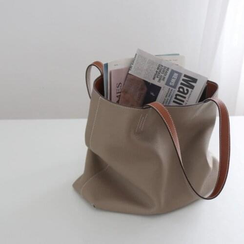 2020 New Double-sided First Layer Cowhide Togo Shopping Bag Mommy Tote Bag Large Capacity Bag
