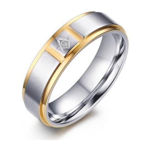 Newly Golden Stainless Steel Freemason Ring Mens Masonic Rings Mens Fashion Jewelry Accessory Wholesale 10pcs/lot