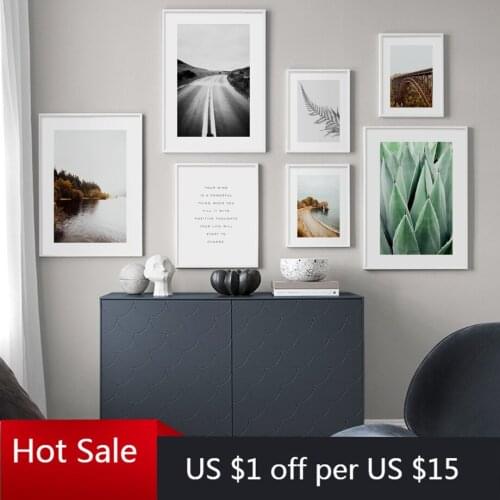 Coast Forest Lake Road Fern Leaf Art Canvas Painting Nordic Prints Wall Decor Pictures For Posters Aesthetic Room Decor