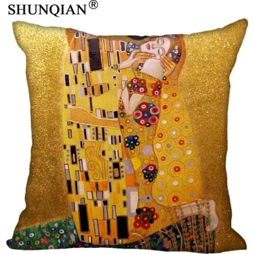 Custom Pillowcase Cover Gustav Klimt Style Art Square Zipper Pillow Cover (Two Sides) Print Your Pictures Cool Pillow Cases