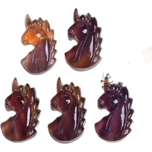 Natural Yellow fluorite unicorn carved fluorite crystal statues