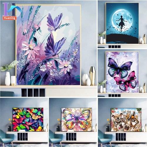 Painting By Numbers Adults Butterfly Animals Modern Wall Art Canvas Painting Acrylic Paint By Numbers For Home Decor Unique Gift