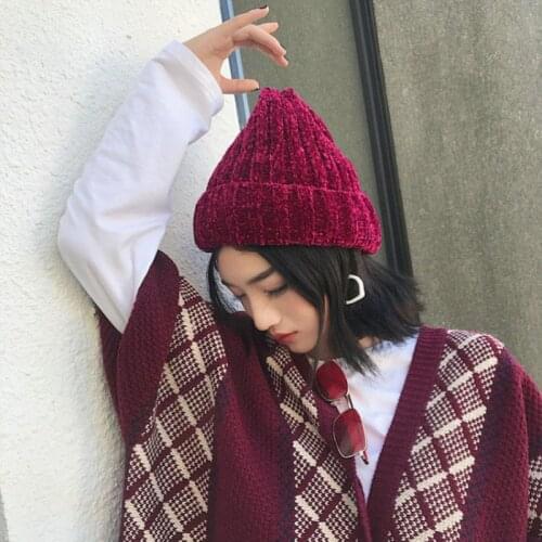 Fashion Winter Hat Women Autumn Chenille Cap Female Girl Warm Knitted Beanie Hats Women Bonnet Femme Chunky Thick Stretchy Hats