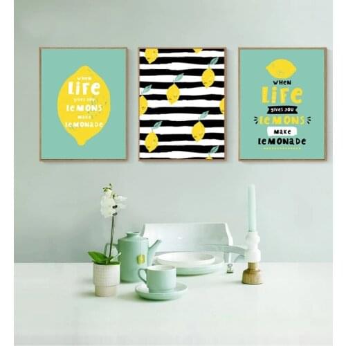 Modern Life Quotes Kitchen Decor Lemon Pictures Canvas Paintings Wall Art Pictures for Living Room Home Decorations