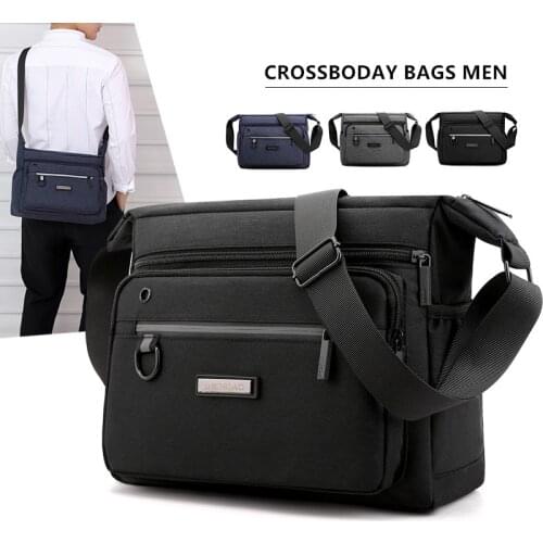 Polyester Shoulder Bags Men Tote Messenger Water Resistant Strong Fabric Bags Casual Style Crossbody Bags 2021 Multiple Pockets