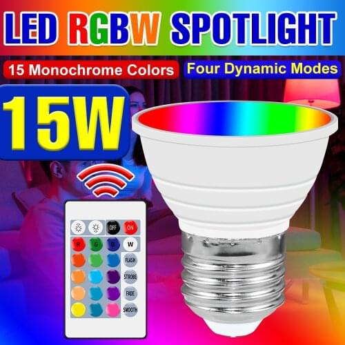 RGB LED GU10 Light Bulb E27 Lamp 15W Bulb MR16 Lampara E14 Halogen Lamp 85-265V Ampoule Remote Control RGBW Spotlight Home 2835