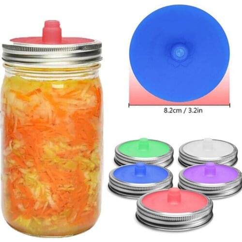 Waterless Fermentation Airlocks Lids Fermenting Sprout Covers Stainless Steel Bands For Jars Sealed Lid Kitchen Supplies