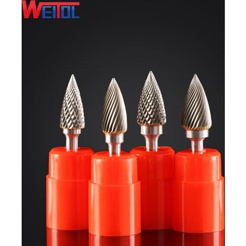 Weitol 3pcs 1/4 inch 6mm G type carbide rotary files carbide burrs cutter bits engraving tools for grinding metal/wood