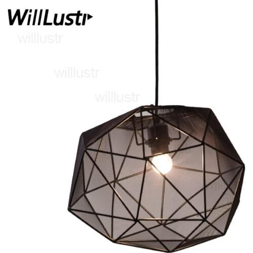 Iron diamond fabric pendant lamp suspension light nordic style design dinning room bedroom home foyer black white hang lighting