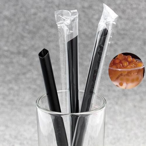 100pcs Plastic Straws Milkshake Wide Disposable Bubble Tea Drinking Straw Large