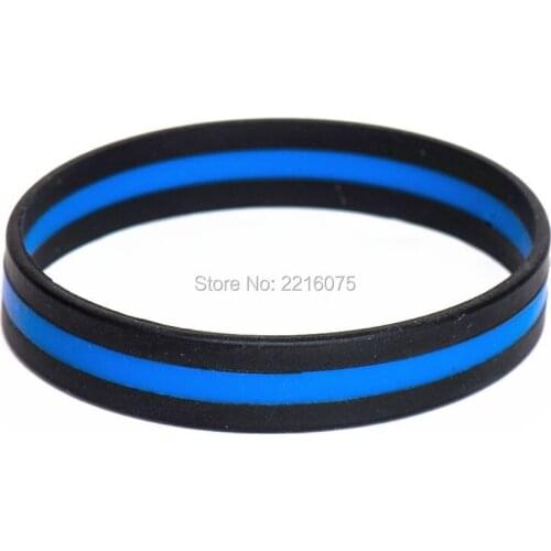 1000pcs triband Thin Blue Line silicone wristband rubber bracelets free shipping by DHL express
