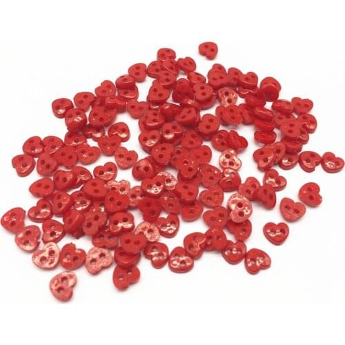 250pcs Mini Plastic Buttons For Dolls Soft Toys Clothes 6mm Heart Shaped White Red Color