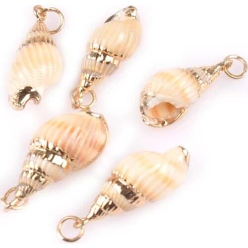 5pcs Golden Plated Natural Spiral Seashells DIY Scrapbook Crafts Shells Handmade Nautical Home Decor Ornaments 18-19mm TR0158