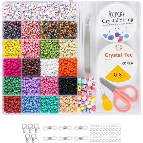 6100Pieces Jewelry Making Kit Flat 200Pcs Alphabet Letter Beads Beads Craft Set!Spacer Beads for Bracelets Earring Ring