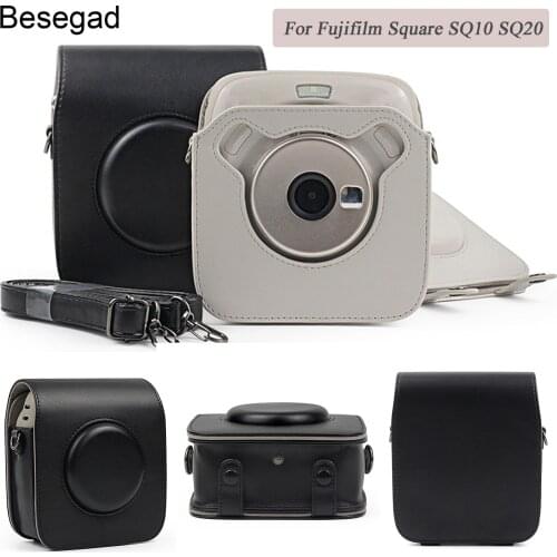Besegad PU Leather Storage Carrying Protective Pouch Bag Case for Fujifilm Instax Square SQ10 SQ20 Instant Fuji film Camera