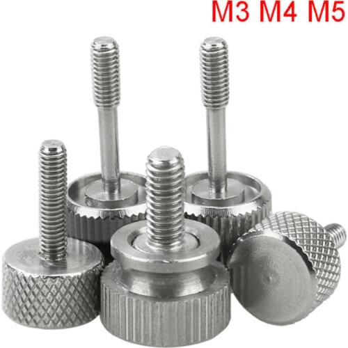 1Pcs M3 M4 M5 M6 Stainless Steel Cylinder Head Knurled Thumb Screws Hand Tighten Adjust Anti-prolapse Bolts