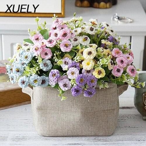 20 Heads Feili Rose Artificial Silk Flower Bouquet Home Hotel Table Decor Fake Flower Wedding Bride Holding Floral Bouquet