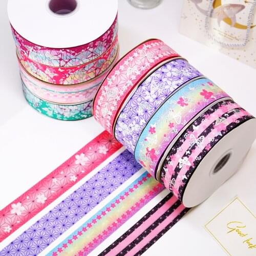 Double side printing Butterfly Laser Silver Printed kimetsu no yaiba ribbon silver foil ribbon 49016