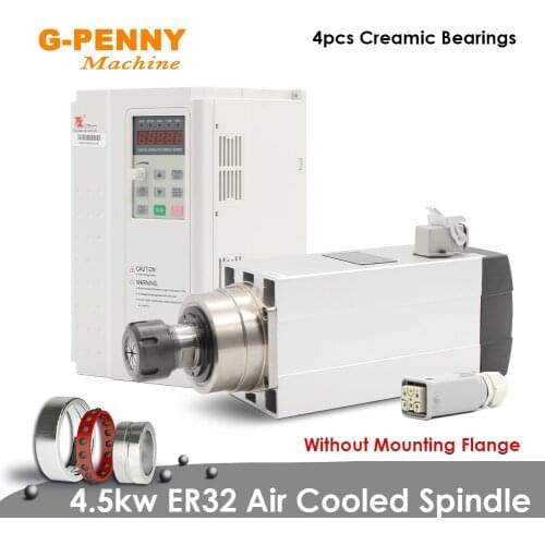 380v 220v 4.5kw ER32 CNC Air cooled cooling spindle motor Ceramic ball bearings spindle with Fuling 5.5kw inverter speed driver