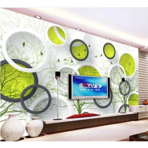 Custom photo wallpapers 3d wall mural wallpaper Idyllic landscape abstract tree 3D circle TV background wall papers home decor