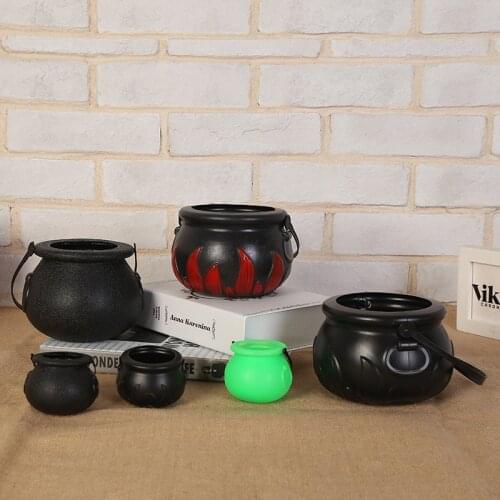 Halloween Candy Pot Halloween Cauldron Novelty Halloween Bucket Ornament Skull Witch Toy