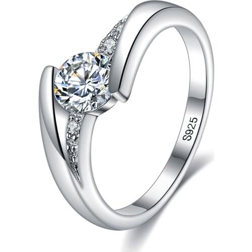 SILVERHOO 925 Sterling Silver Rings For Women Romantic 5A Clear Cubic Zircon Elegant Ring Wedding Engagement Fine Jewelry Hot