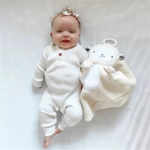 Newborn Baby Girls Boys Romper Solid Ribbed Long Sleeve Jumpsuit Infant Clothing Pajamas Autumn Toddler Clothes Outfits