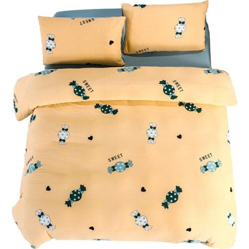 Nordic Duvet Cover Set Candy Yellow Bedding Sets Single Double Queen King Size200x230 Simple Polyester Quilt Cover Bed Sheet