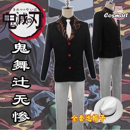 Anime Demon Slayer Kimetsu no Yaiba Kibutsuji Muzan Suit Uniform Cosplay Costume Halloween Outfit For Women Men New 2019