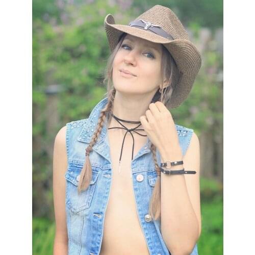 Summer Women Straw Cowboy Hat Lady Western Cowgitrl Hat Roll Brim Hat Outdoor Fedora Sombrero Hombre Jazz Hat