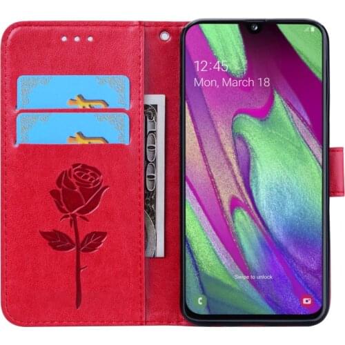 Magnetic Flip Case For Samsung Galaxy A40 A 40 Case Cover Leather Wallet Card Holder Bookcase High Quality Retro Plain Shell