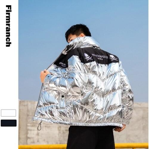 2020 White duck down coat shiny silver&black turtleneck men parkas patchwork thick snow down jacket men зимняя мужская одежда