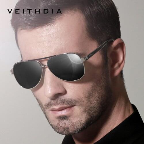 VEITHDIA Brand Designer Polarizerd Sunglasses Men Glass Mirror Green Lense Vintage Sun Glasses Eyewear Accessories Oculos 3152
