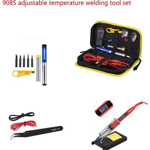908S adjustable temperature welding tool set LCD solder welding tools Ceramic heater soldering tips Desoldering Pump