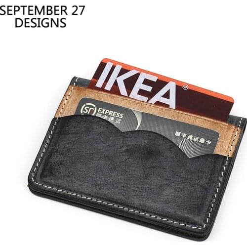 New Fashion ID Driving License Bag Genuine Leather Luxury Top End Handmade Fog Wax Women Small Credit Card Wallet Mini Purses