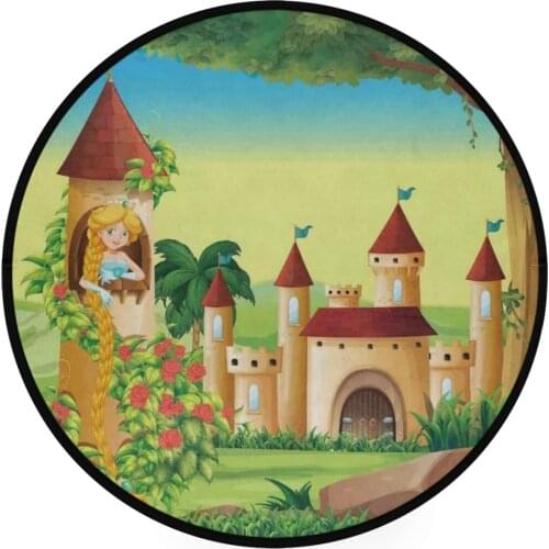 New Childrens Rug Round Non-slip Carpet Castle Rainbow Decorative Bathroom Floor Mat Doormat Tapis Salon Home Rug 92cm Diameter