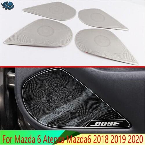 For Mazda 6 Atenza Mazda6 2018 2019 2020 Stainless Steel Speaker Cover Interior Trim Side Door Stereo Bezel Collar Ring Garnish