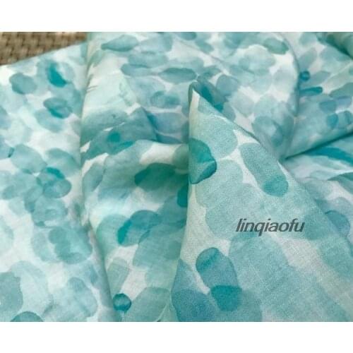 Ramie digital printing brand light green cheongsam fabric High-end linen fabric